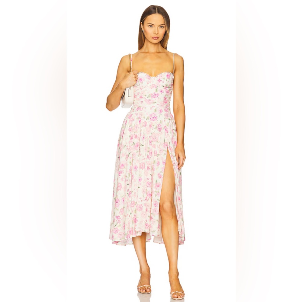 Priscilla Midi Dress in Vintage Pink & Ivory NWT
